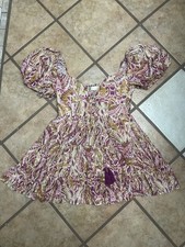 "Larrea Cove" Purple and green paisley mini dress #cottage core size L