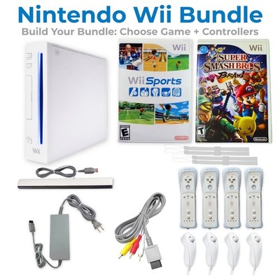 Nintendo Wii Console Bundle AV | 1-4 Controllers Wii Sports Smash Bros Tested