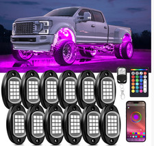 12 Pcs RGB LED Rock Lights APP Control Music Sync Underglow for Truck SUV ATV