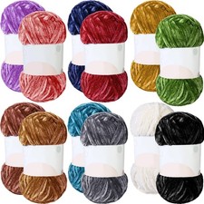 12 Skeins 1116 Yards Chenille Velvet Soft Thick Plush Yarn Bulk for Crochetin...