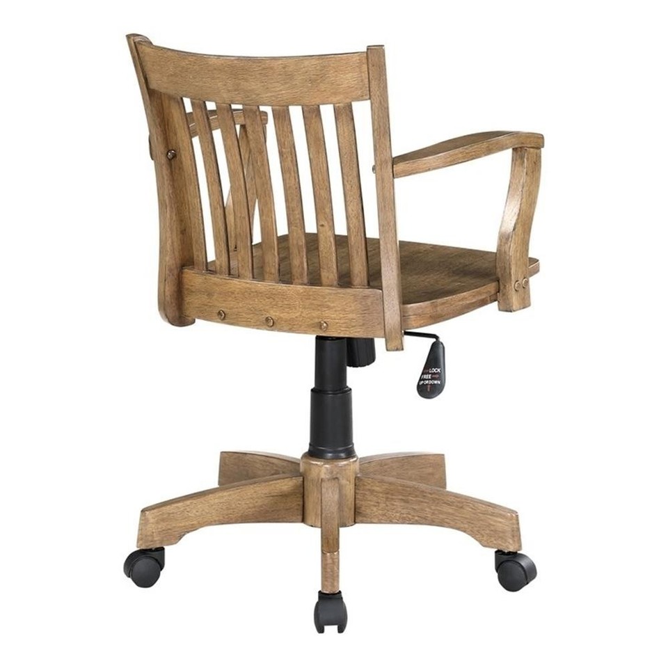 Scranton & Co Wood Bankers Office Chair with Wood Seat in Medium Oak ...