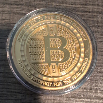 Bitcoin Gold Guilded Silver Commemorative Coin Token Round with QR Code