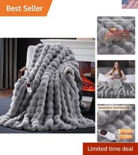 Safe  Soft Heated Throw in Light Grey - Perfect for Winter Comfort  Gifts