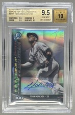 507 Yoan Moncada 2017 Bowman Scouts' Top 100 RC Auto /50 BGS 9.5/10 CRACKED SLAB