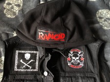 Rancid Punx 20 Years Down Hooligans Hooded Denim Cut-Off Battle Jacket 3X-6XL
