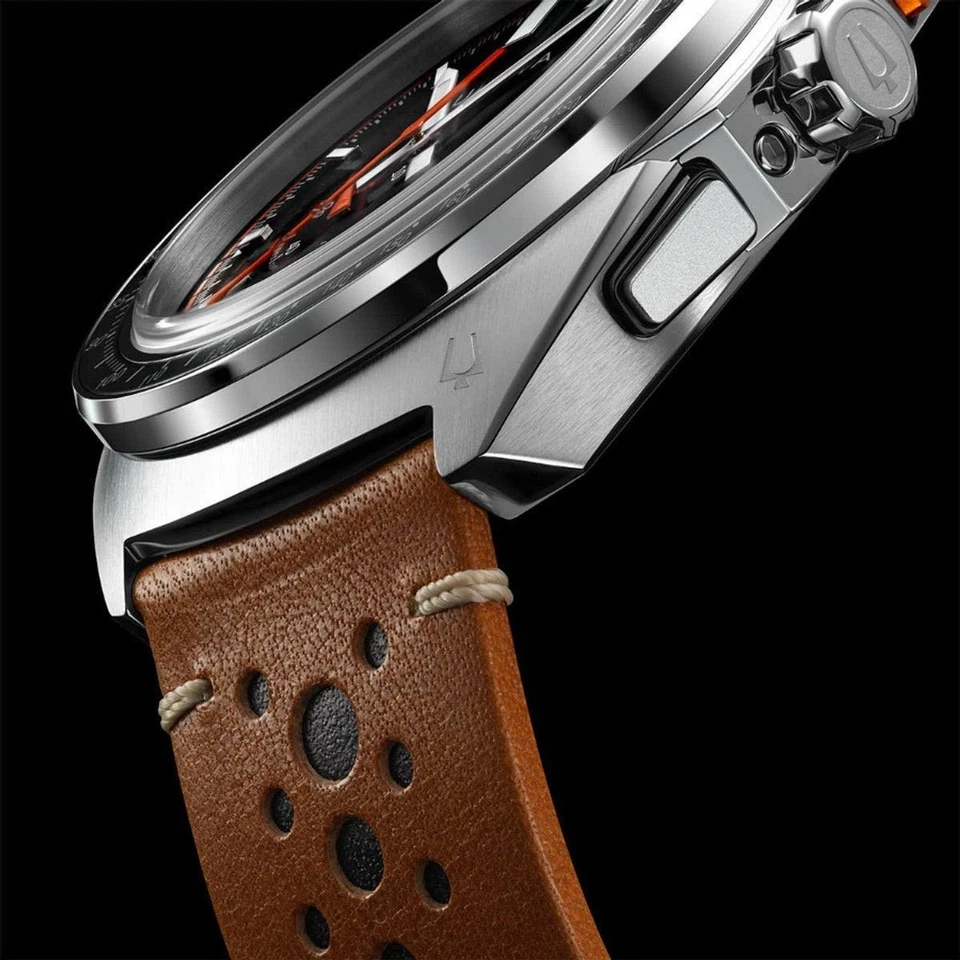 Bulova Classic Racer Chronograph Stainless Steel Leather 42mm Mens Watch 98B427 - image 4 of 4