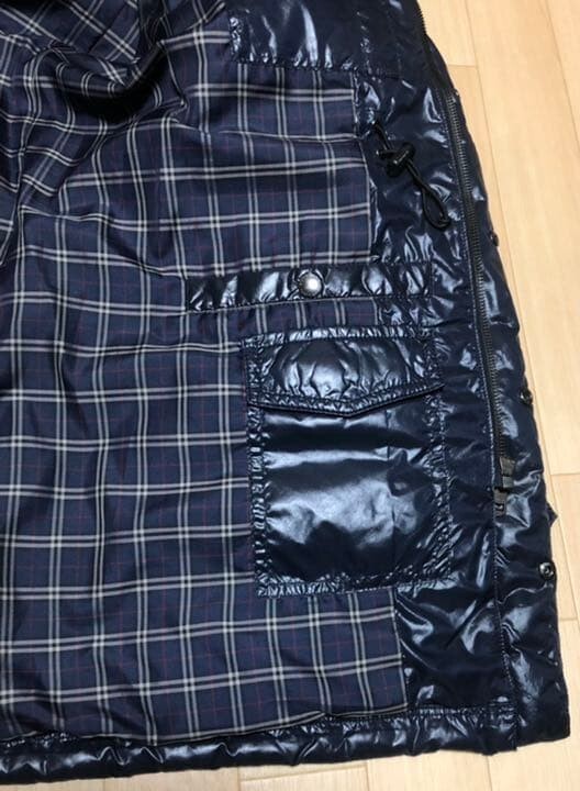 Burberry Black Label Mens L Navy Down Coat Fox Fur Hood Nova Check 79 chars image 6