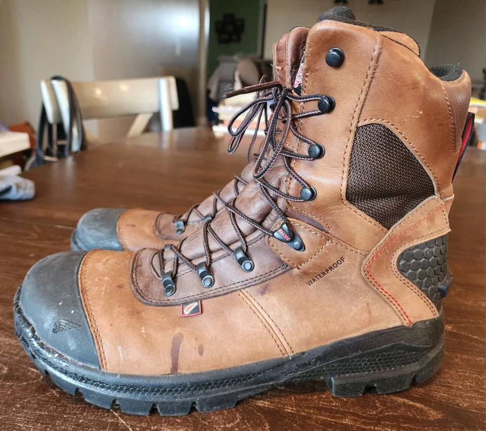 Red Wing EH 438 Safety Toe Waterproof Leather Boots 8" Brown Men's Size 11C - Image 3 of 4