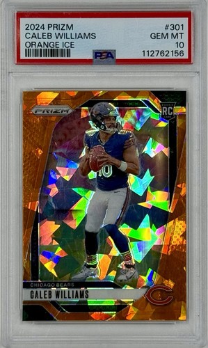2024 Panini Prizm Football Caleb Williams #301 Rookie Orange Ice PSA 10 GEM MT