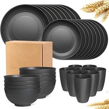 16/32pcs Dinnerware Set Plates Bowls Cups Unbreakable for Home Camping Picnic Pa