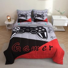 7 Pieces Gamer Comforter Set for Boys Full Size Gaming Bedding Set for Kids G...