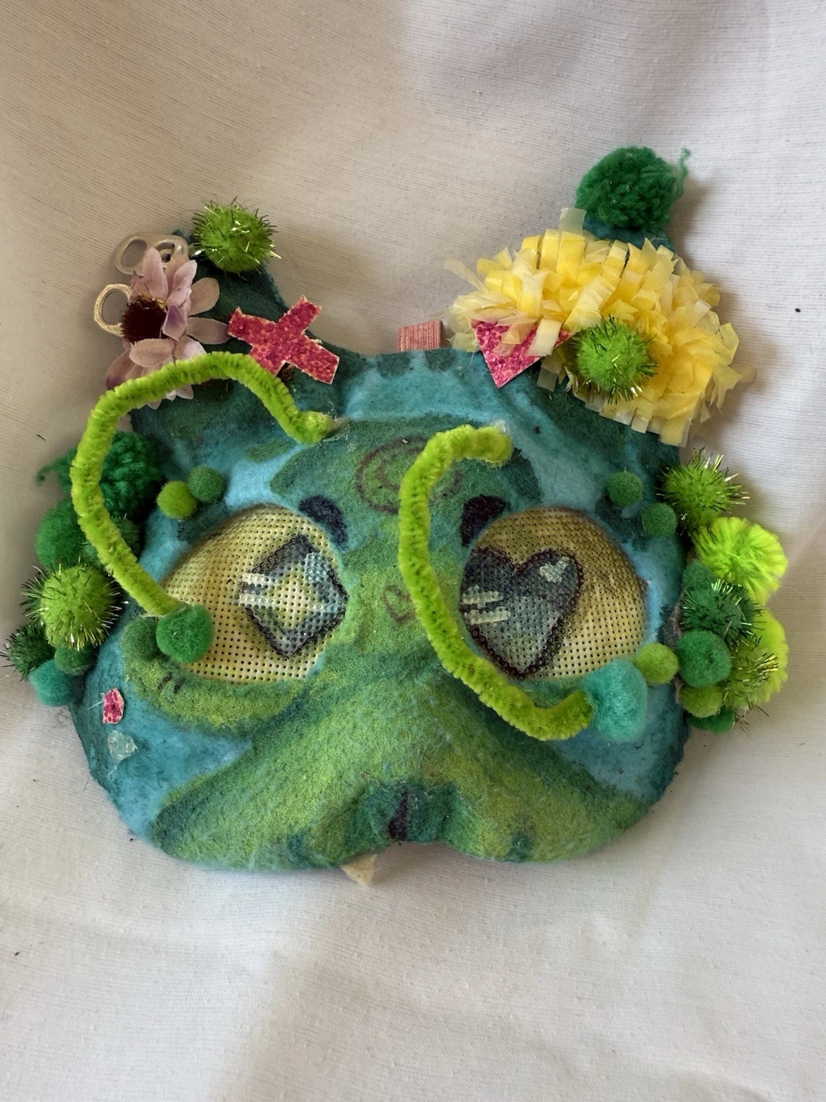 green blue alien cat therian mask unique Handmade