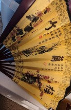 Folding Hand Fan, Bamboo Fabric Fan with Chinese Traditional