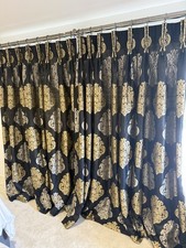 Large Thick Blackout Lined Curtains black gold silver