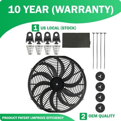 16'' Universal Electric Radiator Slim Push Pull Cooling Fan 12V 160W Mount Kit
