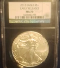 American Eagle Silver 2012 NGC MS70 Early Releases Business Strike 1 oz Coin