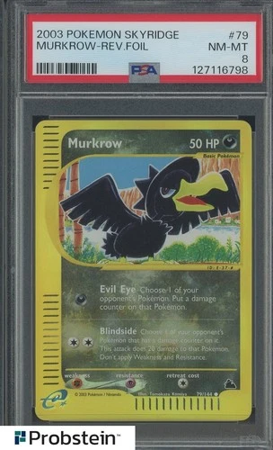 2003 Pokemon Skyridge #79 Murkrow Reverse Foil PSA 8 NM-MT