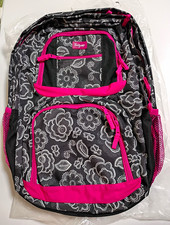 Thirty-One Upperclassman Floral Backpack Black/Pink Adjustable Pockets