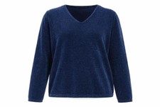Great plans Womens Pullover Jumper Size 10 Blue V-Neck Long Sleeve