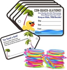 Duck Duck Tags, Cruising Rubber Duck Tag, Ducking Game Cards, 35 Pack, 2.2 x 3.5