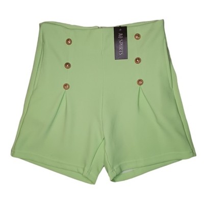 AQ Sports Womens Medium Sailer Shorts Neon Green Paper Bag Zip Up