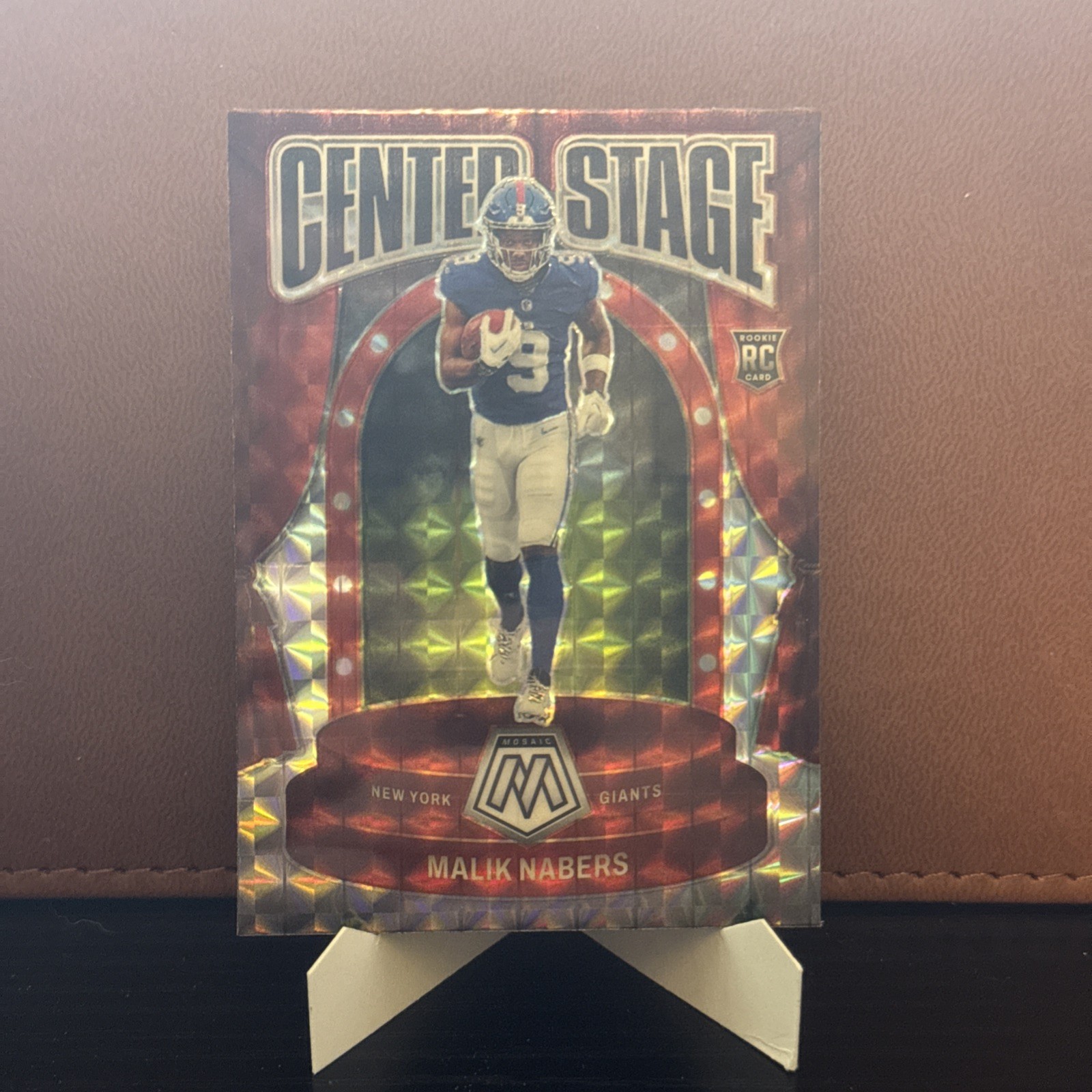 2024 Panini Mosaic #3 Malik Nabers Center Stage Silver PRIZM Giants (AD)