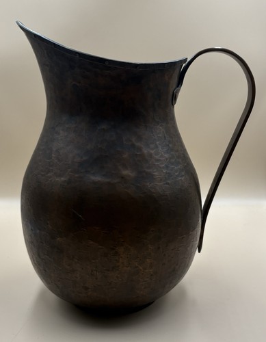 Vintage German Hand Made Hammered Copper Pitcher Vase 12”