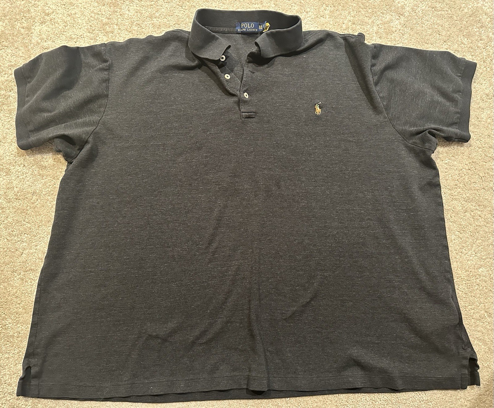 Polo Ralph Lauren Shirt Light Black Short Sleeve Big Fit Mens Size 3XB