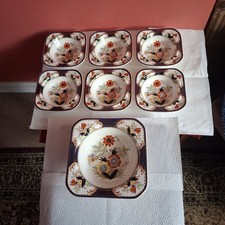 Beautiful Art Deco 1930' Woods Burslem Pottery Crafton Bowl Set with cake Stand.