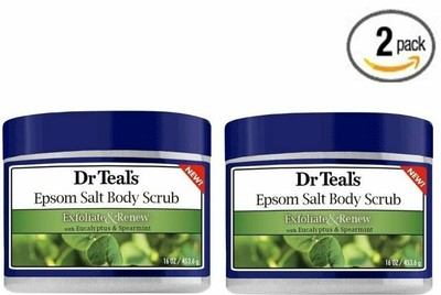 Dr Teal's Epsom Body Scrub Exfoliate & Renew Eucalyptus Spearmint 16 Oz 2 Pack