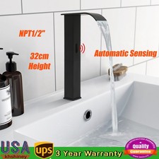 Modern Kitchen Automatic Sensor Faucet Black With Temperature-regulating Valve