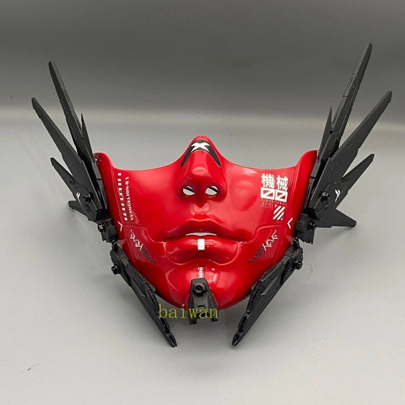 Cyberpunk Half Face Mask Technology Functional Creative Prop Red Halloween Gift - Image 3 of 4