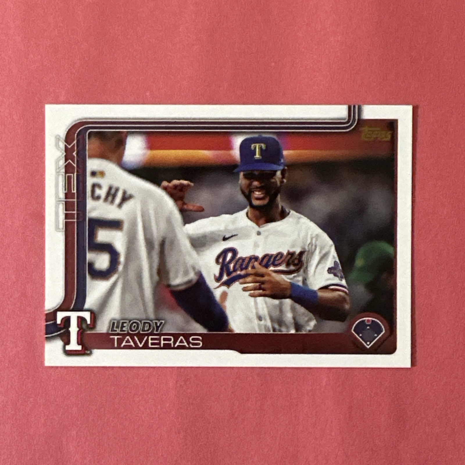2025 Topps Series 1 #50 LEODY TAVERAS Golden Mirror Variation SSP Rangers