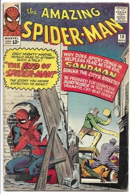 AMAZING SPIDER-MAN #18 FN 6.0 SILVER AGE MARVEL! THE SANDMAN STALKS THE STREETS!