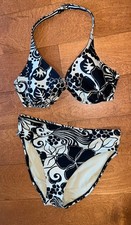 Victoria's Secret Vintage Bikini, Floral, Black Taupe, med bottoms/ 36c top