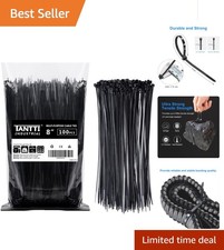 Versatile 8-Inch Black Cable Ties, 100 Pack - 50 lb Strength for Home Garden
