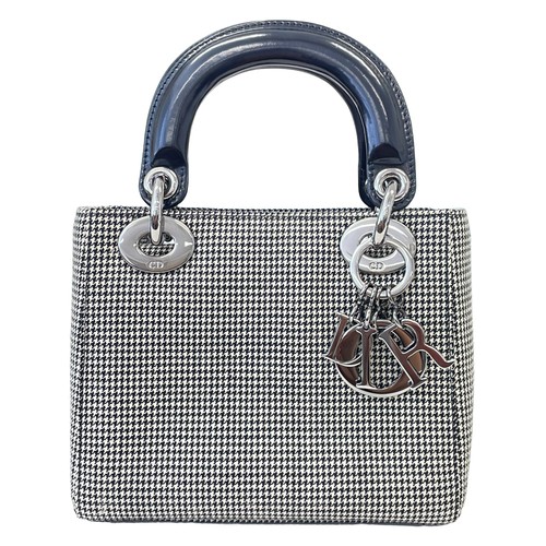 Christian Dior Lady Dior Mini Houndstooth Shoulder Bag MA-0969 Gray 434328
