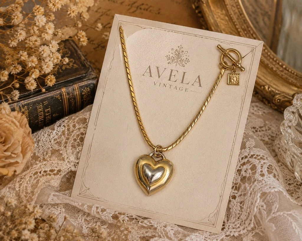 Puffy Heart Pendant In Retro Costume Necklaces & Pendants for sale