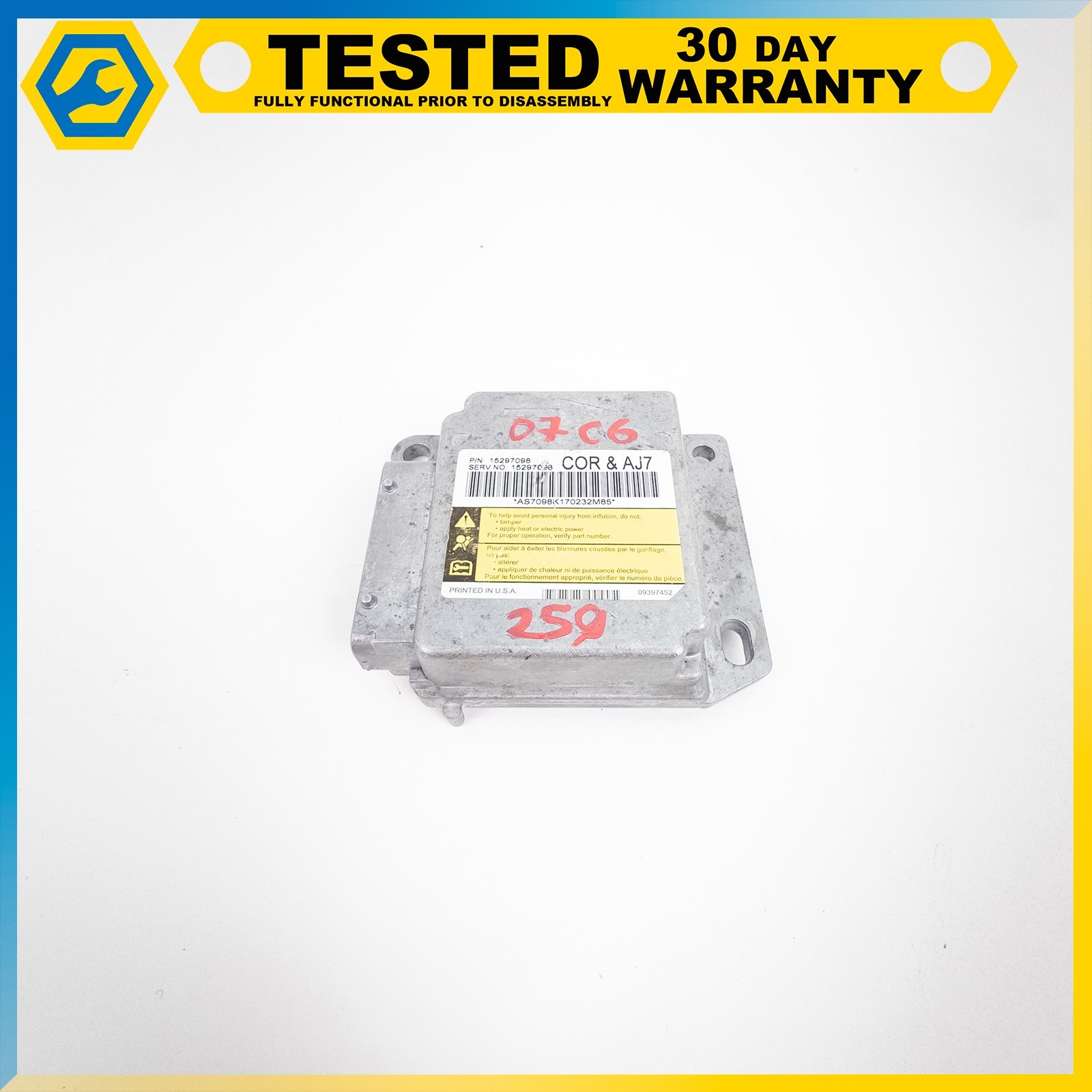 05-13 CHEVROLET CORVETTE C6 CRASH SENSING DIAGNOSTIC MODULE CONTROL UNIT OEM