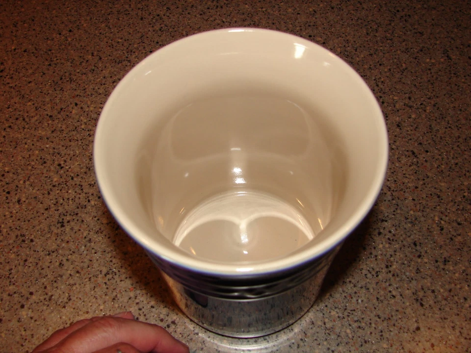 Soporte para utensilios de cocina de gres azul vintage Le Creuset 6" de alto ¡¡¡¡Bonita pieza!!!!! Foto 4 de 4