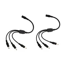 2 Pack Black 1 Female to 3 Male 5.5mm X 2.1mm CCTV DC Power Supply Splitter