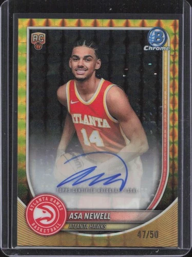 2025-26 Bowman #BCA-AN Asa Newell Chrome Autographs Gold Geometric /50