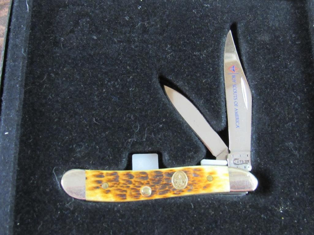 osashimi出品　鹿角 野晒し髑髏 小根付 Honda鍵付き Case XX #6220-SS Peanut Boy Scouts Commemorative Bone Folding