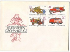 German Democratic Republic #2613-2616 FDC, 1987, fire trucks