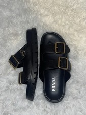 Prada Black Double Buckle Slide Sandals Women...