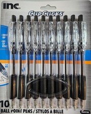 10 Black Retractable Ballpoint Pens 1.0mm Tip – Office School Writing Pens