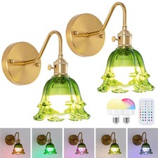 Battery Operated Wall Sconces, Set of Two RGB Color Dimmable Wall Sconce with...