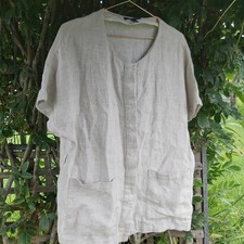 Mango Casual Jacket Short Sleeve Beige Linen Look Size L