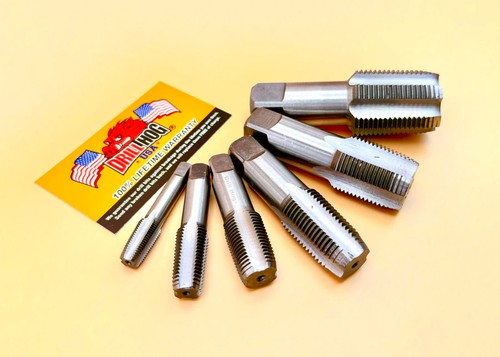 6 Pc Pipe Tap Set 1/8", 1/4", 3/8", 1/2", 3/4", 1" NPT Pipe Threader Drill Hog® - Picture 2 of 6