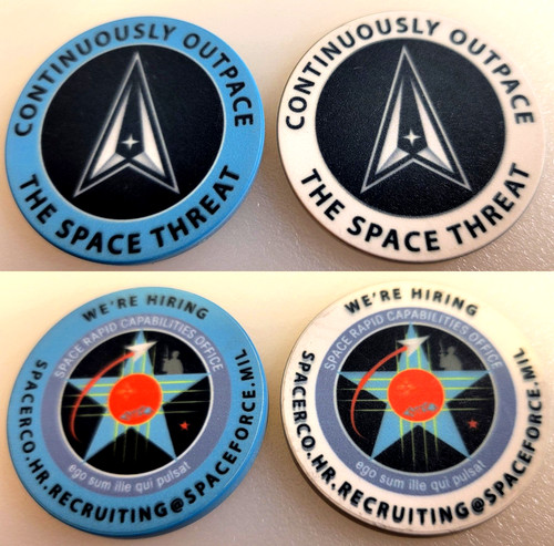 USA SPACE FORCE Spacerco HR Recruiting PROMO TOKENS (Plastic Coins)~ 2 DIFFERENT